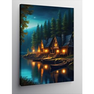 Kanvas Tablo Göl Evi Manzarası 50x70 cm