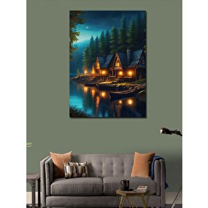 Kanvas Tablo Göl Evi Manzarası 50x70 cm