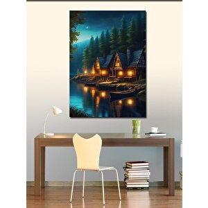 Kanvas Tablo Göl Evi Manzarası 50x70 cm