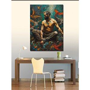 Kanvas Tablo Adam Ve Kuşlar 70x100 cm