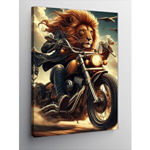 Kanvas Tablo Motorcu Aslan Hız Tutkusu 70x100 cm