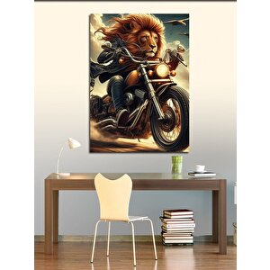 Kanvas Tablo Motorcu Aslan Hız Tutkusu 100x140 cm