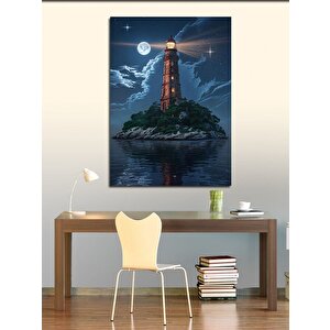 Kanvas Tablo Deniz Feneri Ve Ada 50x70 cm