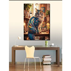 Kanvas Tablo Renkli Kedi 70x100 cm