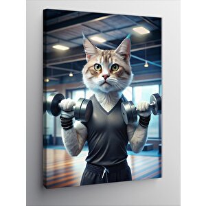 Kanvas Tablo Dambıl Kaldıran Kedi 70x100 cm