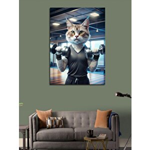 Kanvas Tablo Dambıl Kaldıran Kedi 70x100 cm