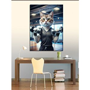 Kanvas Tablo Dambıl Kaldıran Kedi 70x100 cm