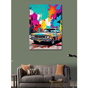 Kanvas Tablo Renkli Fon Klasik Araba 70x100 cm