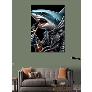 Kanvas Tablo Nargile İçen Köpek Balığı 70x100 cm