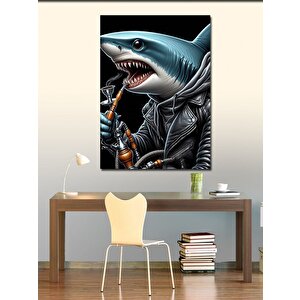 Kanvas Tablo Nargile İçen Köpek Balığı 70x100 cm