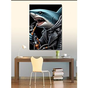 Kanvas Tablo Nargile İçen Köpek Balığı 50x70 cm