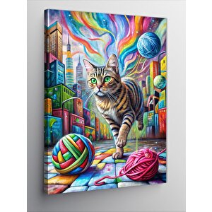 Kanvas Tablo Kedi Gezegenindeki Tekir Kedi 70x100 cm