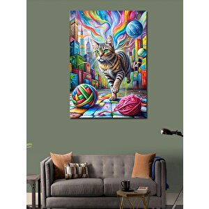 Kanvas Tablo Kedi Gezegenindeki Tekir Kedi 100x140 cm