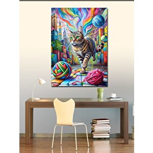 Kanvas Tablo Kedi Gezegenindeki Tekir Kedi 100x140 cm