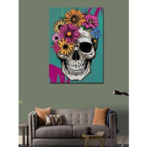 Kanvas Tablo Çiçekli Kuru Kafa 100x140 cm