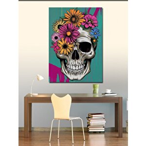 Kanvas Tablo Çiçekli Kuru Kafa 100x140 cm