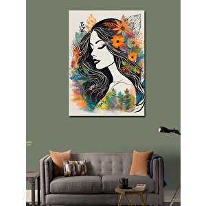 Kanvas Tablo Çiçekli Kadın 100x140 cm