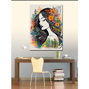 Kanvas Tablo Çiçekli Kadın 100x140 cm
