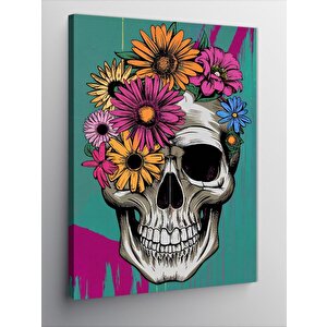 Kanvas Tablo Çiçekli Kuru Kafa 70x100 cm