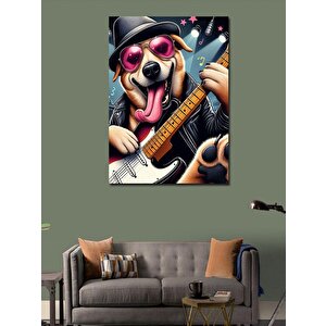 Kanvas Tablo Elektro Gitar Çalan Köpek 100x140 cm