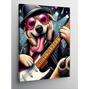 Kanvas Tablo Elektro Gitar Çalan Köpek 70x100 cm
