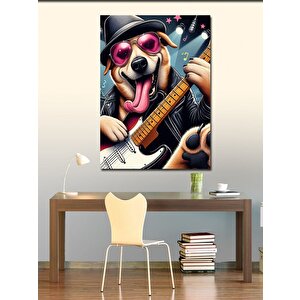 Kanvas Tablo Elektro Gitar Çalan Köpek 50x70 cm