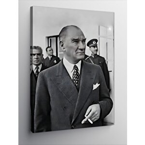Kanvas Tablo Siyah Beyaz Atatürk 50x70 cm