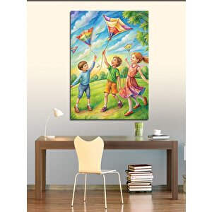 Kanvas Tablo Uçurtma Uçuran Çocuklar 70x100 cm