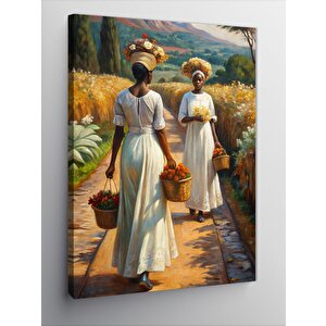 Kanvas Tablo Çiçek Toplayan Afrikalı Kadınlar 100x140 cm
