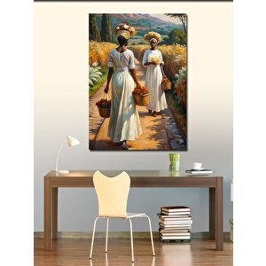 Kanvas Tablo Çiçek Toplayan Afrikalı Kadınlar 100x140 cm