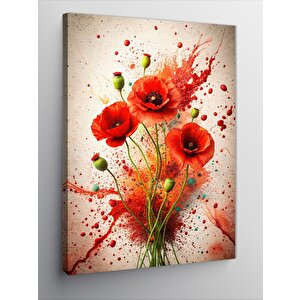 Kanvas Tablo Kırmızı Çiçekler 100x140 cm