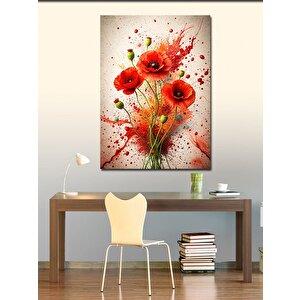 Kanvas Tablo Kırmızı Çiçekler 100x140 cm