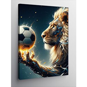 Kanvas Tablo Futbol Oynayan Aslan 100x140 cm