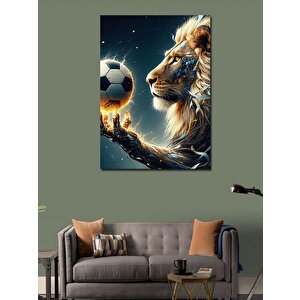 Kanvas Tablo Futbol Oynayan Aslan 100x140 cm