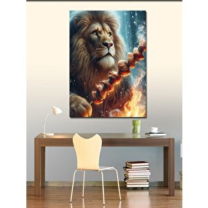 Kanvas Tablo Şiş Kebap Yapan Aslan 70x100 cm