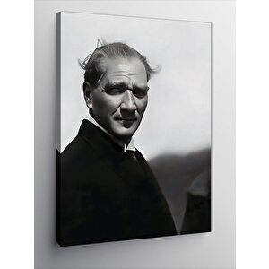 Kanvas Tablo Siyah Beyaz Mustafa Kemal Atatürk 70x100 cm