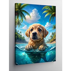 Kanvas Tablo Yüzen Köpek 70x100 cm