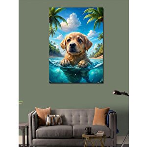Kanvas Tablo Yüzen Köpek 70x100 cm