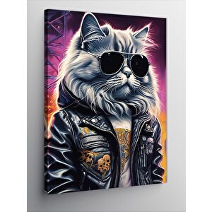 Kanvas Tablo Güneş Gözlüklü Kedi 50x70 cm