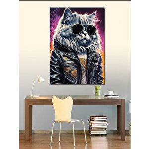 Kanvas Tablo Güneş Gözlüklü Kedi 50x70 cm