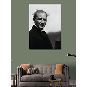 Kanvas Tablo Siyah Beyaz Mustafa Kemal Atatürk 50x70 cm