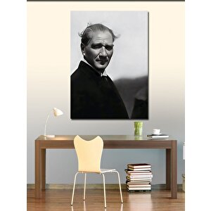 Kanvas Tablo Siyah Beyaz Mustafa Kemal Atatürk 50x70 cm