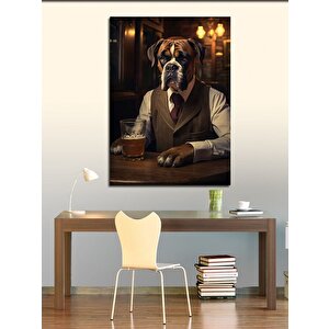 Kanvas Tablo Bar Masasında Köpek 100x140 cm