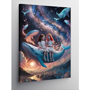 Kanvas Tablo Balina Ve Çocuklar 70x100 cm