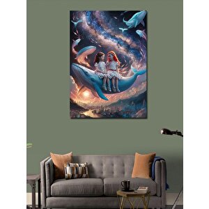 Kanvas Tablo Balina Ve Çocuklar 70x100 cm