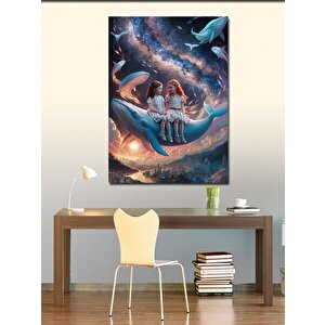 Kanvas Tablo Balina Ve Çocuklar 70x100 cm