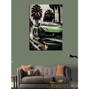 Kanvas Tablo Yeşil Spor Araba 70x100 cm