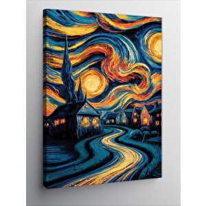 Kanvas Tablo Van Gogh Tarzı Köy Evleri 70x100 cm
