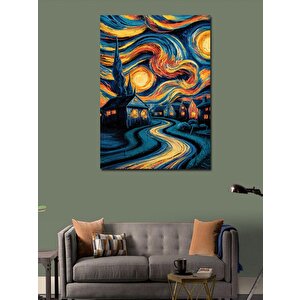 Kanvas Tablo Van Gogh Tarzı Köy Evleri 70x100 cm