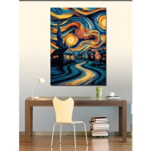 Kanvas Tablo Van Gogh Tarzı Köy Evleri 70x100 cm